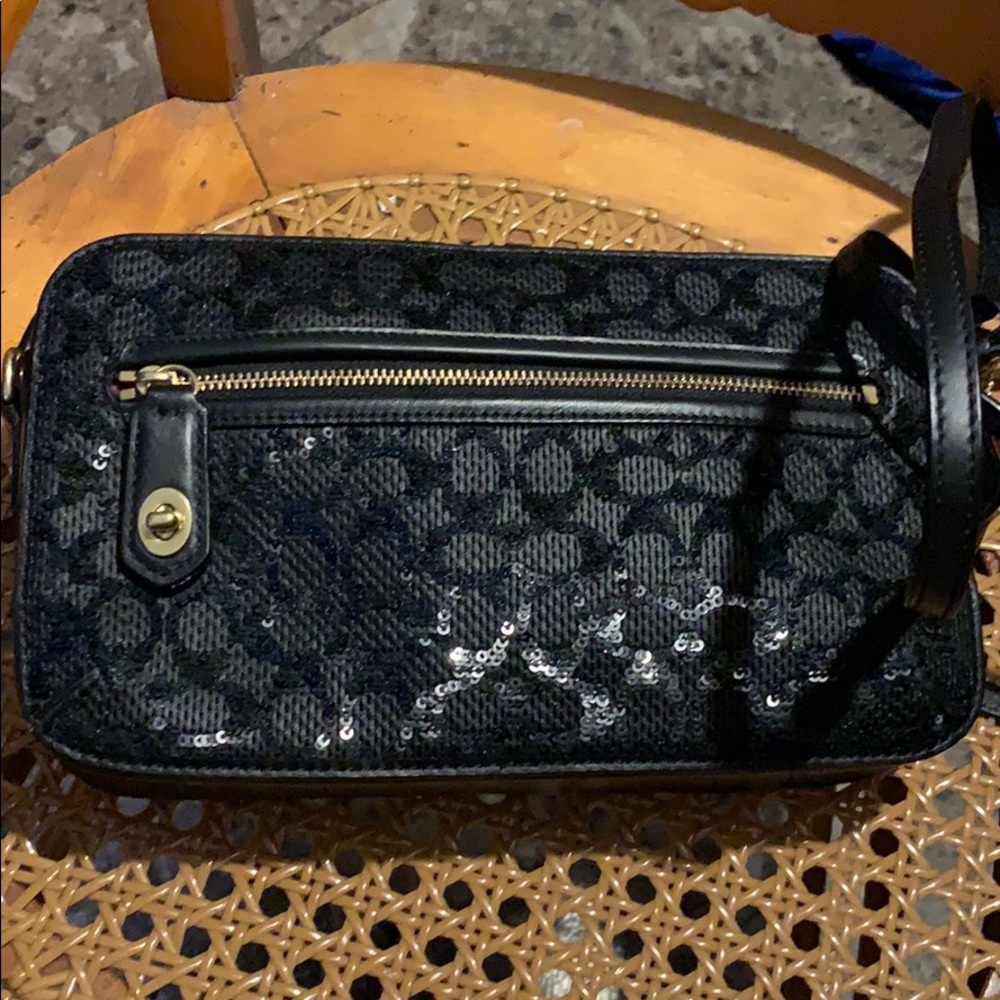 Coach poppy signature sequin cross body purse